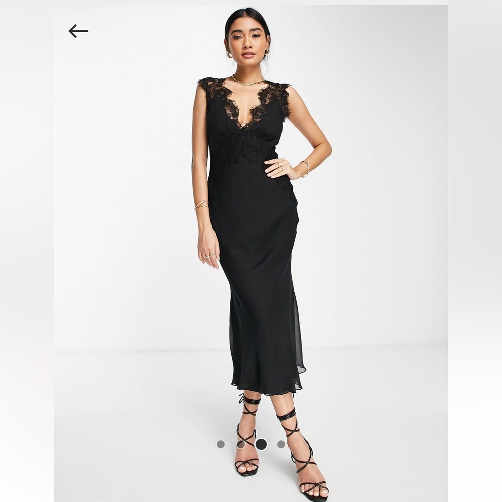 Bias Cut Chiffon Midi Dress - Picture 3 of 6